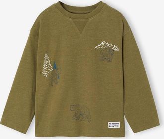 Vertbaudet Langarmshirt f&uuml;r Jungen mit Weltraum-Print pistaziengr&uuml;n