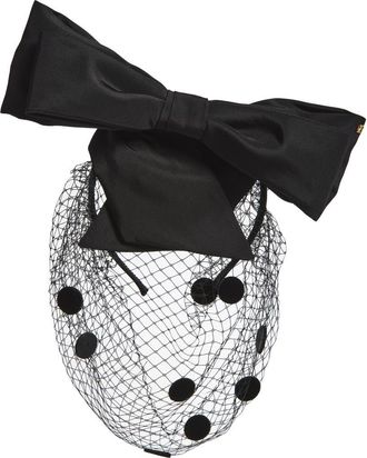 Valentino Garavani Bow Veil Headband in N01 Nero/Nero at Nordstrom
