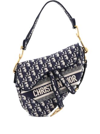 Dior Saddle Handbag with Strap Oblique Canvas Medium shoulder bag - Blu