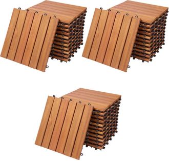 Deuba Set De 33 Baldosas De Madera De Eucalipto - 30 X 30 Cm