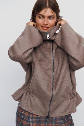 Maeve Peplum Funnel Neck Jacket
