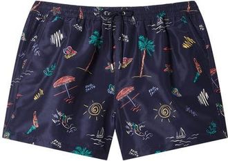 Paul Smith Beach Scene Swim Trunks in 47 Navy at Nordstrom, Size X-Large