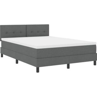vidaXL Cama Tipo Box Spring Con Cabecera Gris Oscuro 140 X 200 Cm Tela Vidaxl