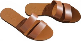 Manebì Womens Leather Two Bands Sandal In Tan