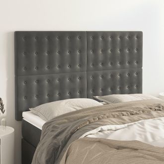 vidaXL Cabeceros 4 Unidades Terciopelo Gris Oscuro 72x5x78/88 Cm Vidaxl