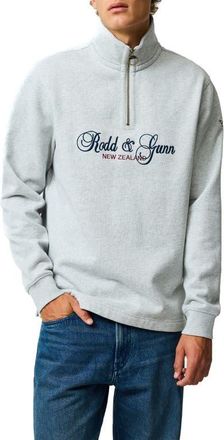 Rodd & Gunn Jubilee Embroidered Logo Cotton French Terry Quarter Zip Pullover in Ash at Nordstrom, Size Xxx-Large