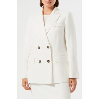 Marina Rinaldi Nebbia Double Breasted Linen Jacket in White at Nordstrom, Size 20 - W