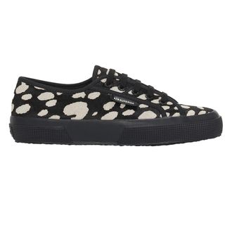 Superga Womens/Ladies 2750 Dalmatian Print Cowhide Leather Trainers (Black/Beige) - Size UK 4.5