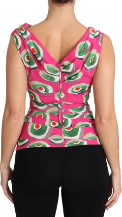 Dolce & Gabbana Womens Pink Silk Stretch Sicilian Cake Top