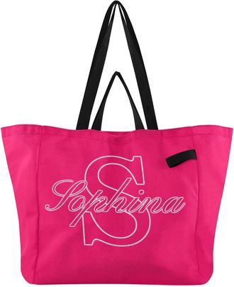 Generic Custom Neon Red print Reusable Canvas Tote Bag, Heavy Duty Grocery Shopping Bag with Double Handles Hard Bottom Large Capacity Work Groceries Travel