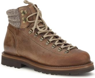 Brunello Cucinelli Mens Mountain Boots Leather With Wool And Cashmere Inserts Camel