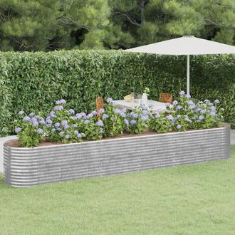 vidaXL Jardinera Arriate Acero Galvanizado Plata 440x80x68 Cm Vidaxl