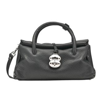 Zanellato Versatile Leather Bag with Roll-Top Closure - female - Zanellato - Handbags - Black - ONE SIZE - Bags