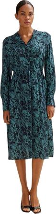 HUGO BOSS Dames Dalati Abstract Kraag Midi Shirtjurk (Groen)