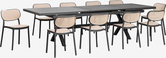 Sklum Set De Mesa De Jard&iacute;n Extensible Rectangular En Aluminio (240-300x100 Cm) Karena Y 10 Sillas De Jard&iacute;n Omara Sklum