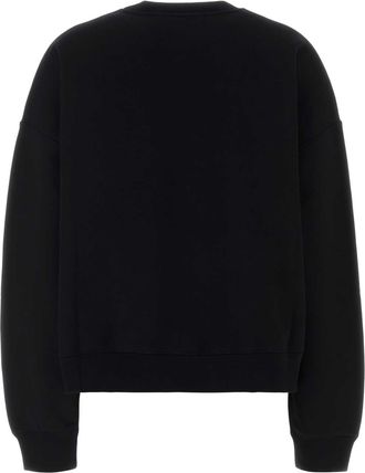 Gucci Womens Embossed Logo Cotton Sweatshirt Black Sweater