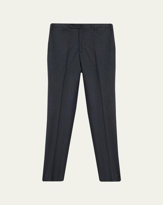 Incotex Mens Micro-Houndstooth Wool and Cashmere Trousers
