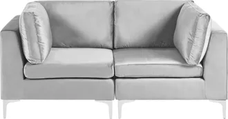 Beliani Sof&aacute; Modular De Terciopelo 2 Plazas Seccional Patas De Metal Plateadas Gris Evja