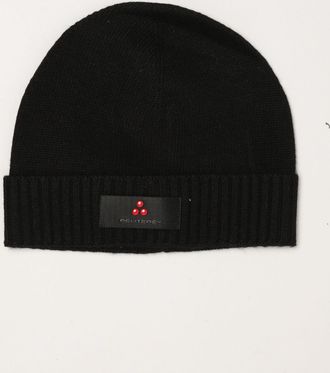 Peuterey Berretto beanie in misto lana e cashmere con risvolto e patch logo