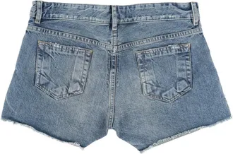 Rick Owens 100% Cotton Denim Shorts - Blue