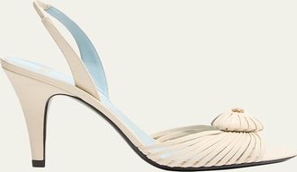 Valentino Garavani 85mm Coeur VLogo Leather Slingback Pumps