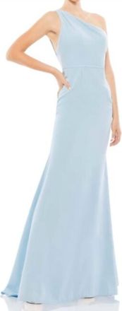 Mac Duggal One Shoulder Backless Formal Dress In Light Blue