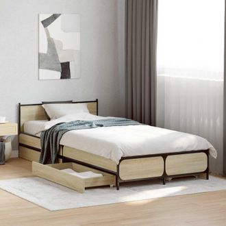 vidaXL Vidaxl Struttura Letto Con Testata Con Ruota Rovere Sonoma 80 X 200 Cm