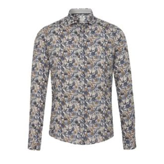 Hatico Casual Overhemd Lange Mouw- Print Bruin - Heren - Overhemden - Veelkleurig - Maat: 2XL