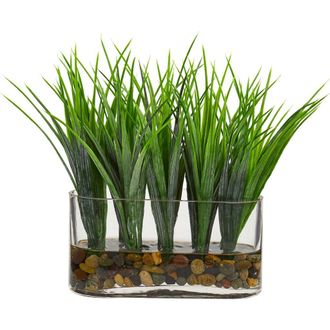 Nearly Natural Vanilla Grass Artificial Plant in Oval Vase in Green at Nordstrom