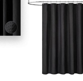 OEM Cortina De Ducha, Cortinas De Ducha, Impermeable, Lavable A M&aacute;quina, Borde Reforzado, Con 12 Ganchos, Poli&eacute;ster, 180x180 Cm, Hogar, Hotel, Negro