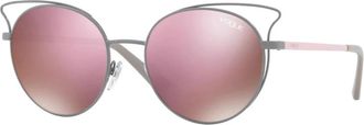 Vogue Eyewear Dames ronde zonnebril met metalen montuur - Dames - Zonnebrillen - Grijs - ONE Size - Accessoires