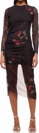 AllSaints Nora Floral Sparkle Mesh Dress In Mortem Black