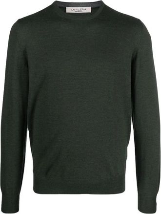 La Fileria Sweater Fileria - Heren - Ronde hals truien - Groen - M - Wol - Truien & Vesten