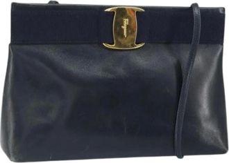 Ferragamo Pre-owned Cross Body Bags, female, Blue, Size: ONE SIZE Pre-owned Leather Shoulder Bag