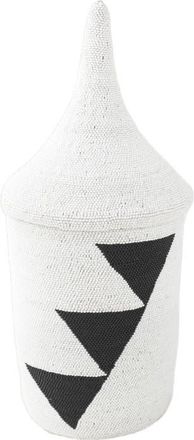 Indego Africa Beaded Triangle Peace Basket in White And Black at Nordstrom, Size Small
