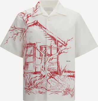Prada Camicia bowling con stampa Cabin Man S