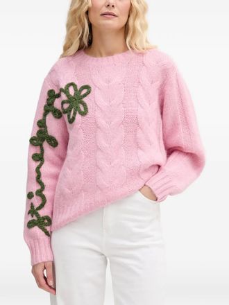 Stine Goya floral cable-knit sweater - women - Alpaca/Nylon/Wool - S - Pink