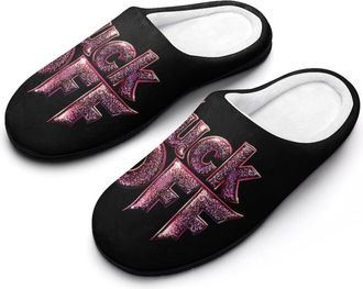 Generic Glitter Fuck1 OFF Mens House Slippers Memory Foam Washable Cotton Slip on Home Shoes