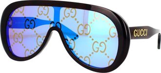 Gucci Accessoires, unisex, Bruin, ONE Size, Contemporary Oversized Zonnebril