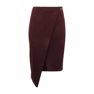 Elisabetta Franchi Midi Skirts, female, Red, Size: L Go-135-56E2 Asymmetric Skirt