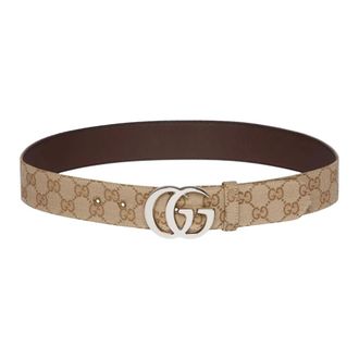 Gucci Flat Marmont Belt - Heren - Riemen - Beige - 85 CM - Accessoires
