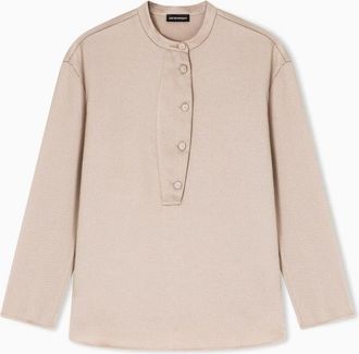 Emporio Armani Crepe Twill Guru Collar Covered Shirt