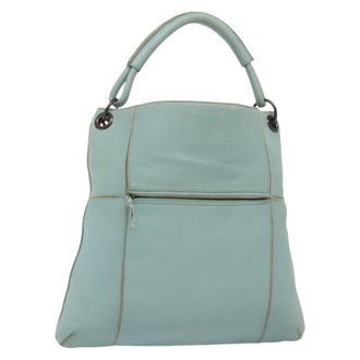 Bottega Veneta Front Zip Hobo Leather Blue Leather Bag (Pre-Owned)