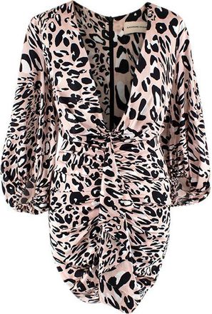 Alexandre Vauthier pink leopard print silk draped mini dress Size XXS