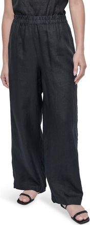 DKNY Wide Leg Linen Pants in Black at Nordstrom, Size Large