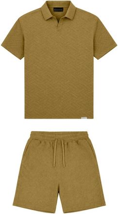 Black Bananas Gebreide Polo Twinset - Heren - Playsuits - Bruin - M - Katoen - Jumpsuits & Playsuits