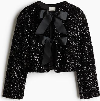 H&M Paillettenjacke mit Schleifen - Schwarz