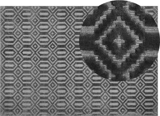 Beliani Alfombra De Viscosa Gris 160 X 230 Cm Patr&oacute;n Geom&eacute;trico Tejido A Mano Adatepe
