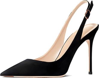 Generic Womens Patent Leather Slingback Stiletto Heels Pointed Toe Adjustable Buckle Strap High Heel Dress Shoes Classic Elegant Pumps for Formal Dinner & Wed
