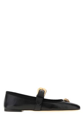Versace Womens Black Nappa Leather Ballerinas - Size EU 40
